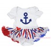 White Baby Bodysuit Red White Blue Striped Pettiskirt & Royal Blue Anchor Print JS4286